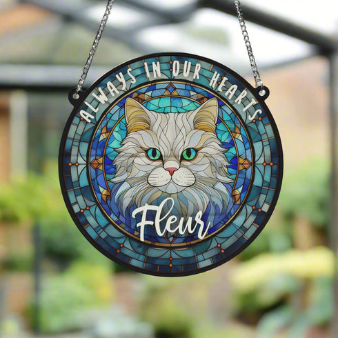 Cat Persian Memorial Stained Glass Effect Suncatcher
